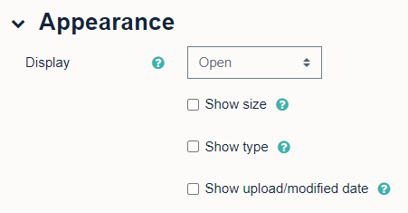 Appearance settings for a file resource