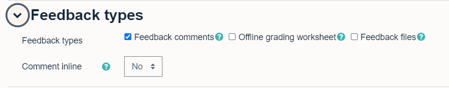 Choose the kind of feedback you wish to provide to students using the check boxes.