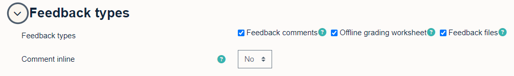Choose the kind of feedback you wish to provide to students using the check boxes