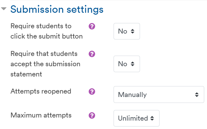 Submission settings