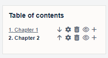 editing options for table of contents within a book resource