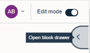 Open the Block Drawer from the right hand side of the screen using the pop out button