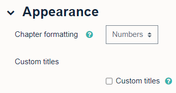 Appearance settings for a book