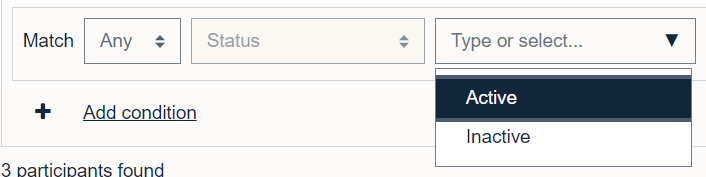 Filtering the participants list by status