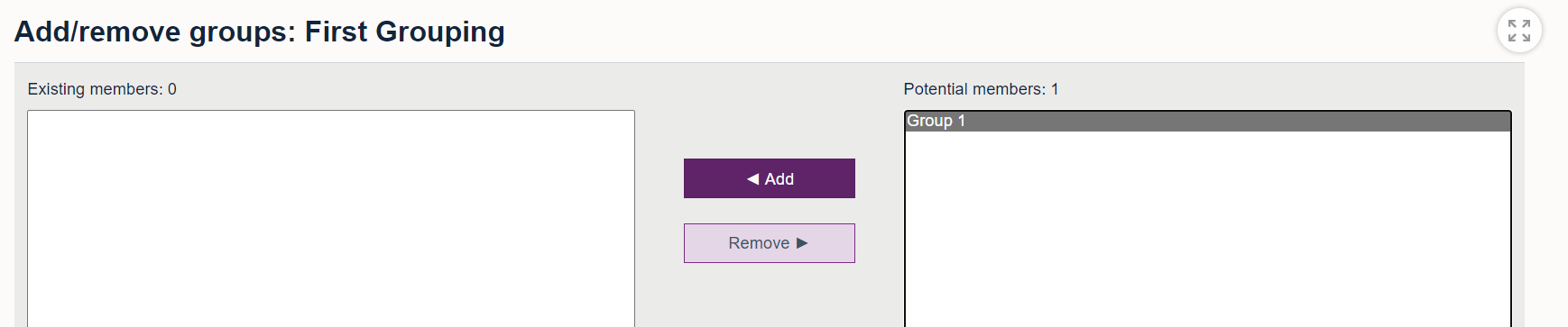 Showing how to add groups to larger groupings in Moodle 4.1