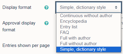 Display format dropdown