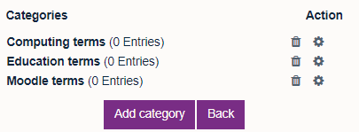 Categories list with add category button at the bottom of list