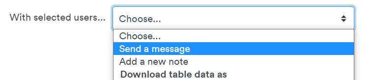 Selecting the send a message option in dropdown