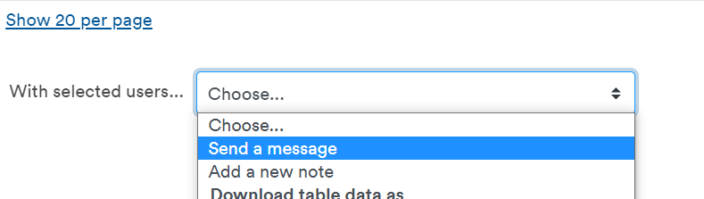 Send a message in dropdown menu