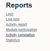 Reports menu