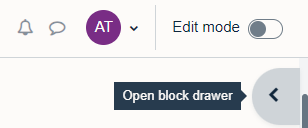 The open block drawer toggle arrow on the top right of the page.