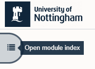 Open module index button located on the top left of the module page. underneath the logo.