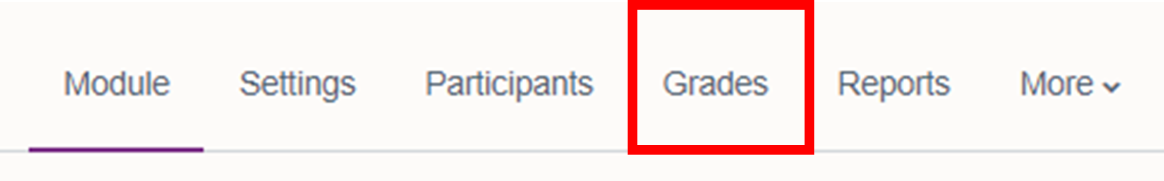 The grade tab located in a row under the module heading