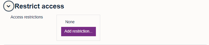 'Restrict access' settings with 'Add restriction' button