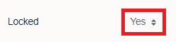 'Locked' field with 'Yes' selected in drop-down menu.