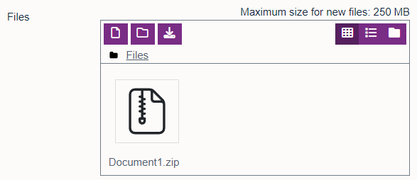 Zip file added to content section