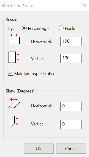 Resize and Skew window