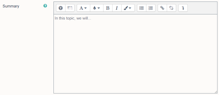 Summary textbox to add a summary