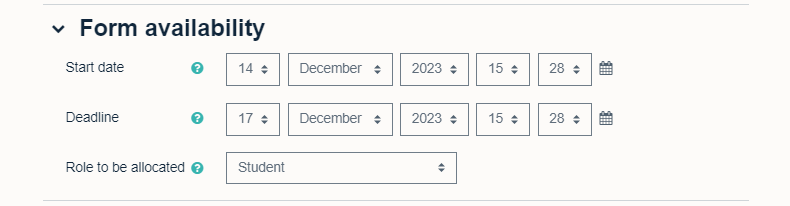 Form availability