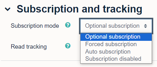 Subscription and tracking options when creating a forum