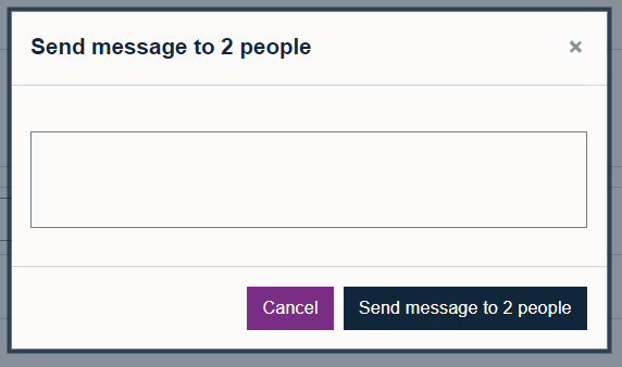 The write message box on Moodle 4.1 to send a message to a group of students.