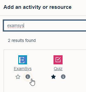 ExamSys showing in the Activity chooser in Moodle