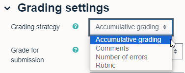 Grading strategy drop down showing Accumulative grading option selected