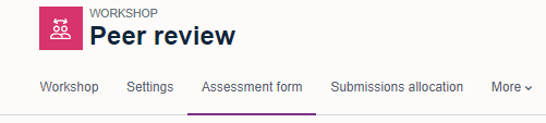 Assessment form tab