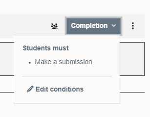 Completion conditions visible on the item in Moodle 4.3