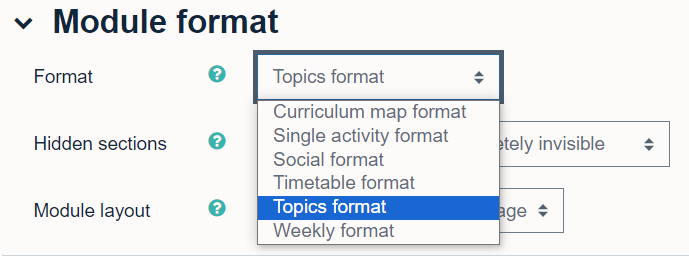 Selecting a format for the module