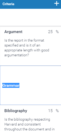 Setting up rubric criteria