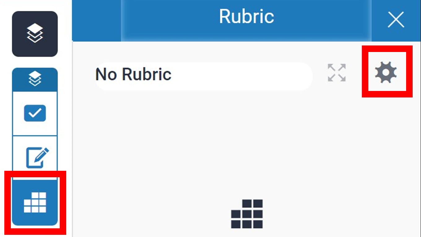 The cog icon and rubric icon