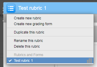 Selecting a rubric from the dropdown.