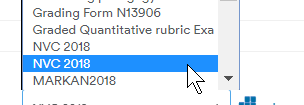 Rubrics available in dropdown menu.