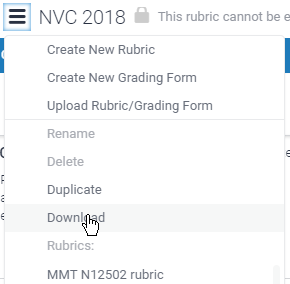 Download rubric option in Rubric menu.