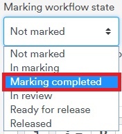 Selecting Marking complete from Marking workflow state dropdown