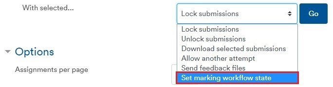 Set marking workflow state in With selected dropdown