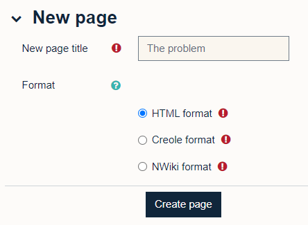 Adding your first page to a wiki