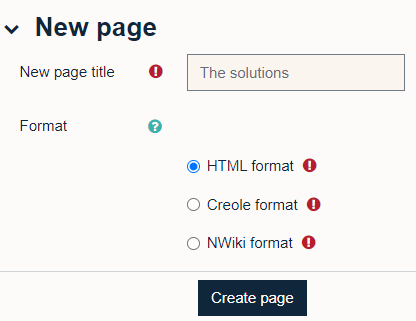 Adding your next page to a wiki