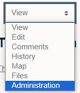 Dropdown in wiki with administration highlighted