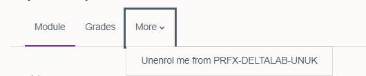 Unenrol me option found within the more tab in a module