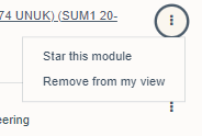 three dots providing the option to star a module or remove from view.