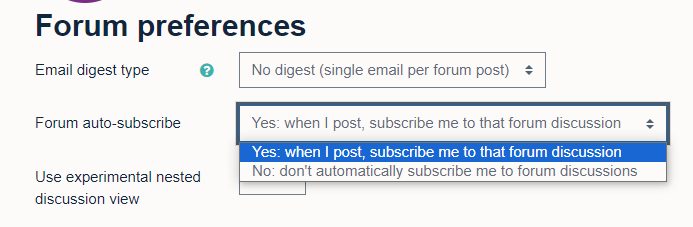 Forum auto scribe within forum preferences allow you to use chose if to be auto subscribed to forums or not