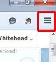 Within Firefox the menu icon can be found in top right of page