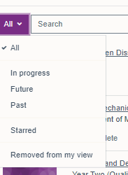 The 'all' drop down menu for customisation of how modules are displayed. 