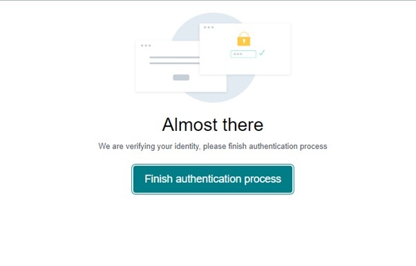 Authentication finish button