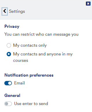 Message preference settings