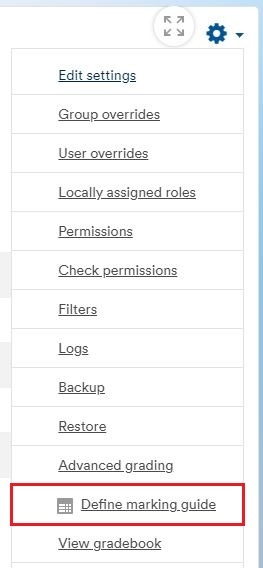 Define marking guide in cogwheel menu