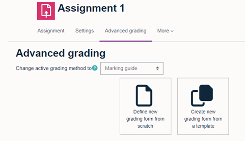 within advanced grading in an assignment use marking guide to create a marking guide