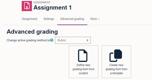 Create a rubric in advanced grading